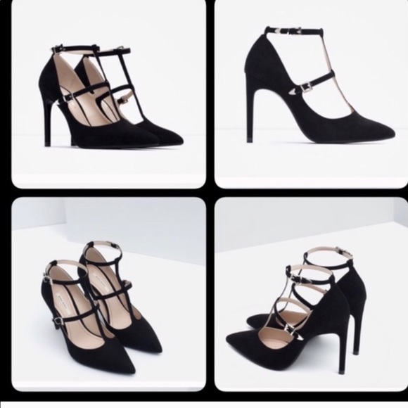 🔥 Zara Super Sexy Strappy Suede Pumps Size 7 1/2 - Picture 2 of 4